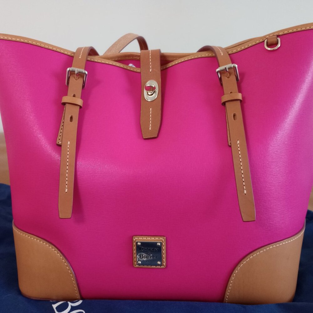 Dooney Saffiano Fuscia structured tote
